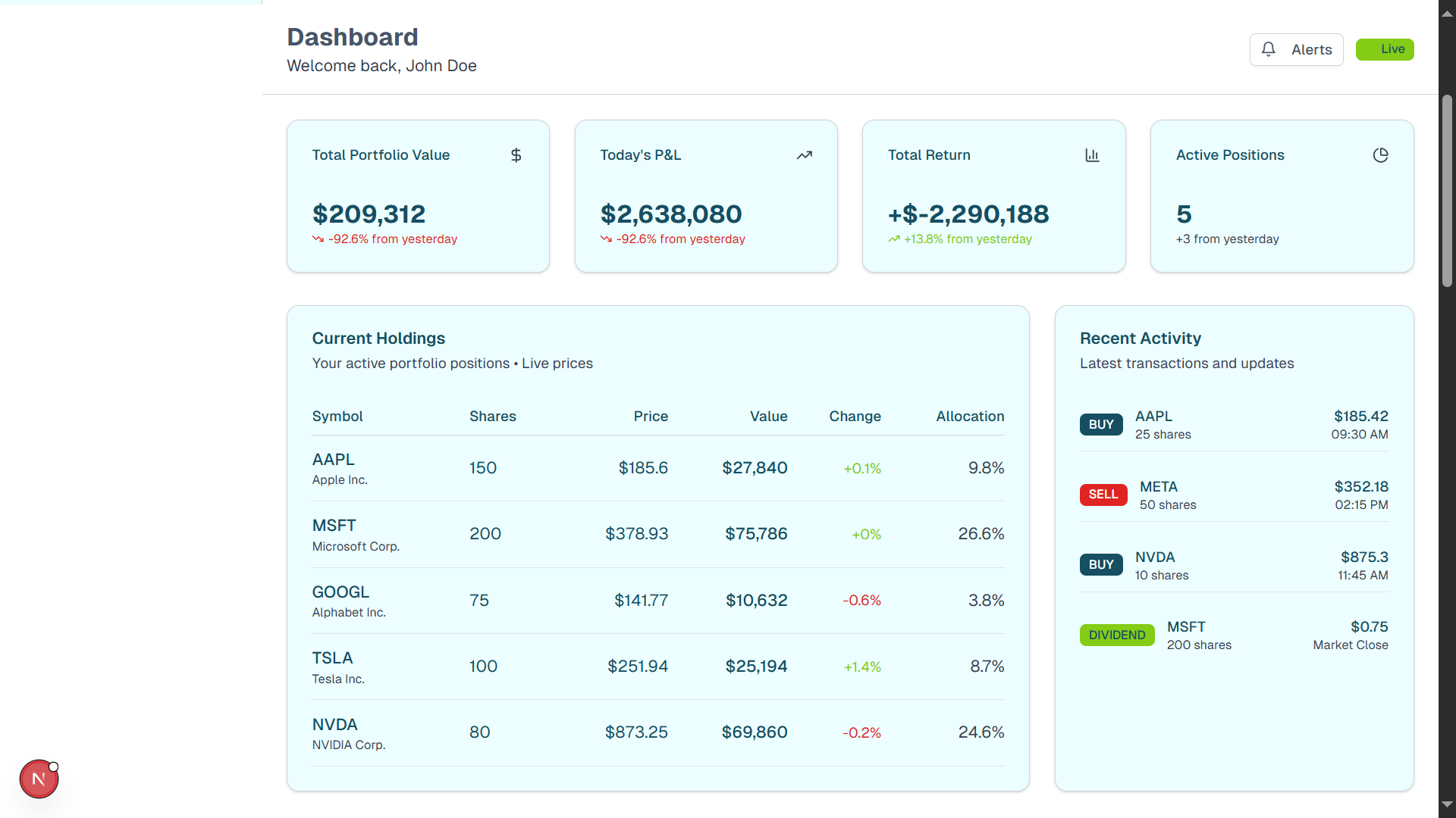 Portfolio Dashboard